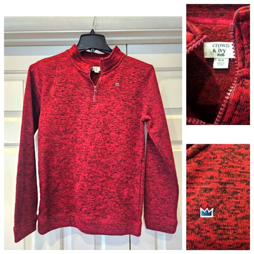 Crown & Ivy Boys size 18 1/4 zip pull-over